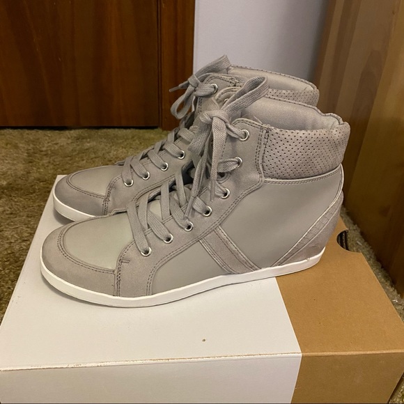 Call It Spring Grey High Top Lace Up Sneakers Shoes - Picture 5 of 10